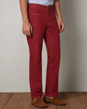 Red Japanese Classic Rigid Denim Jeans