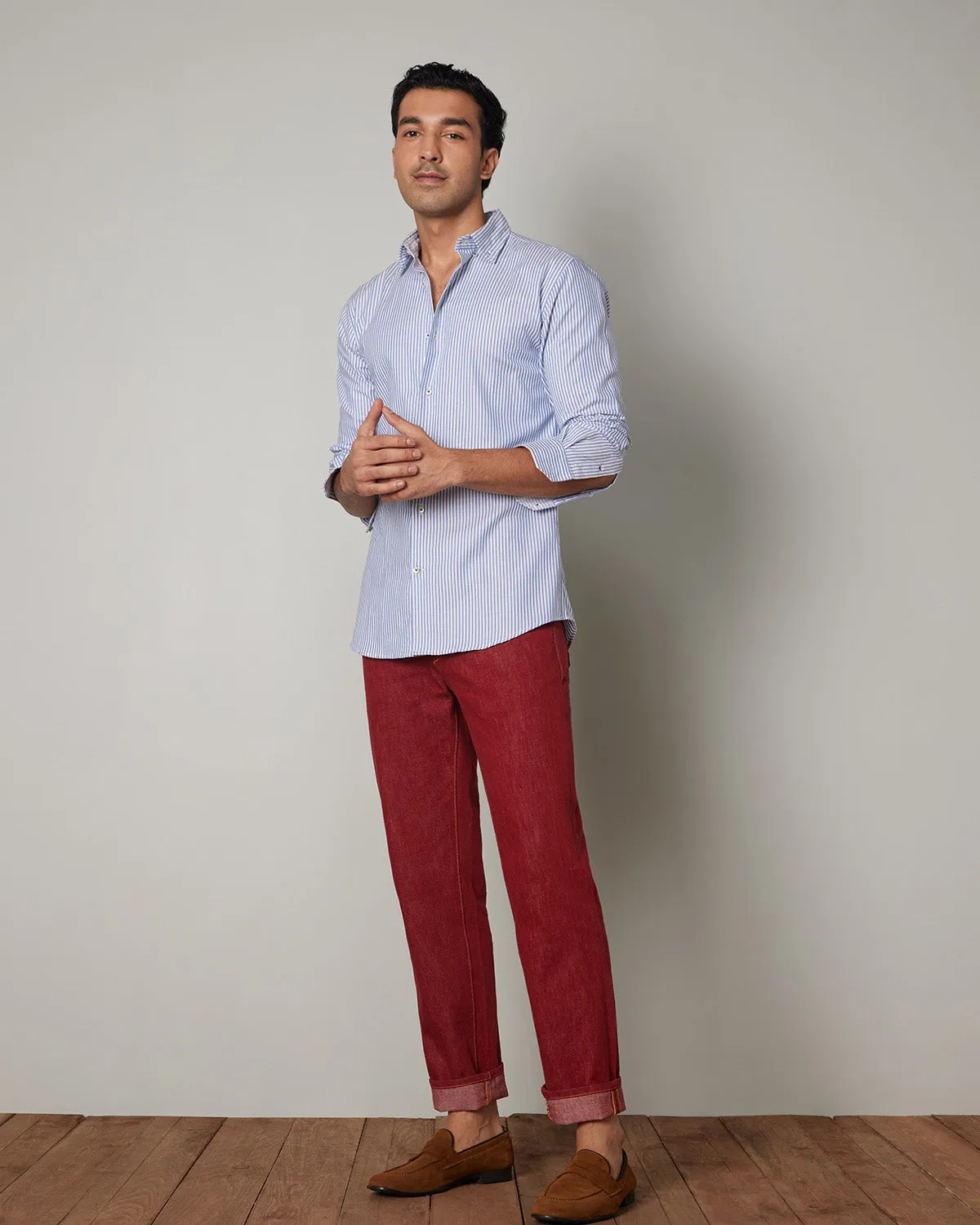 Red Japanese Classic Rigid Denim Jeans