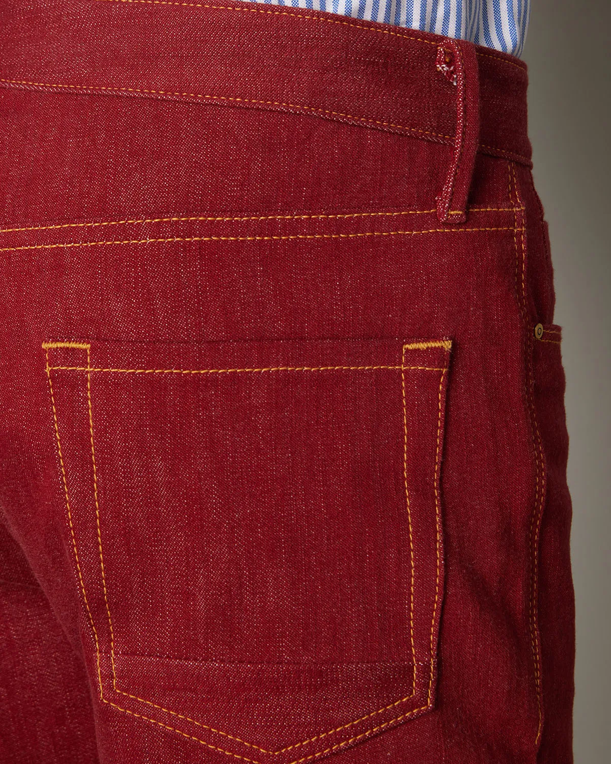 Red Japanese Classic Rigid Denim Jeans
