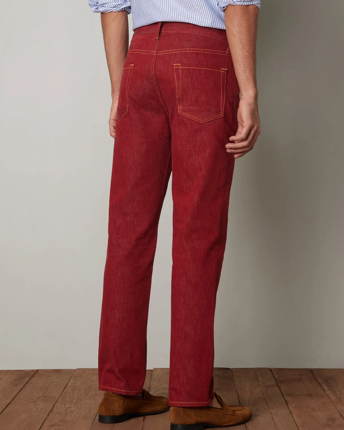 Red Japanese Classic Rigid Denim Jeans