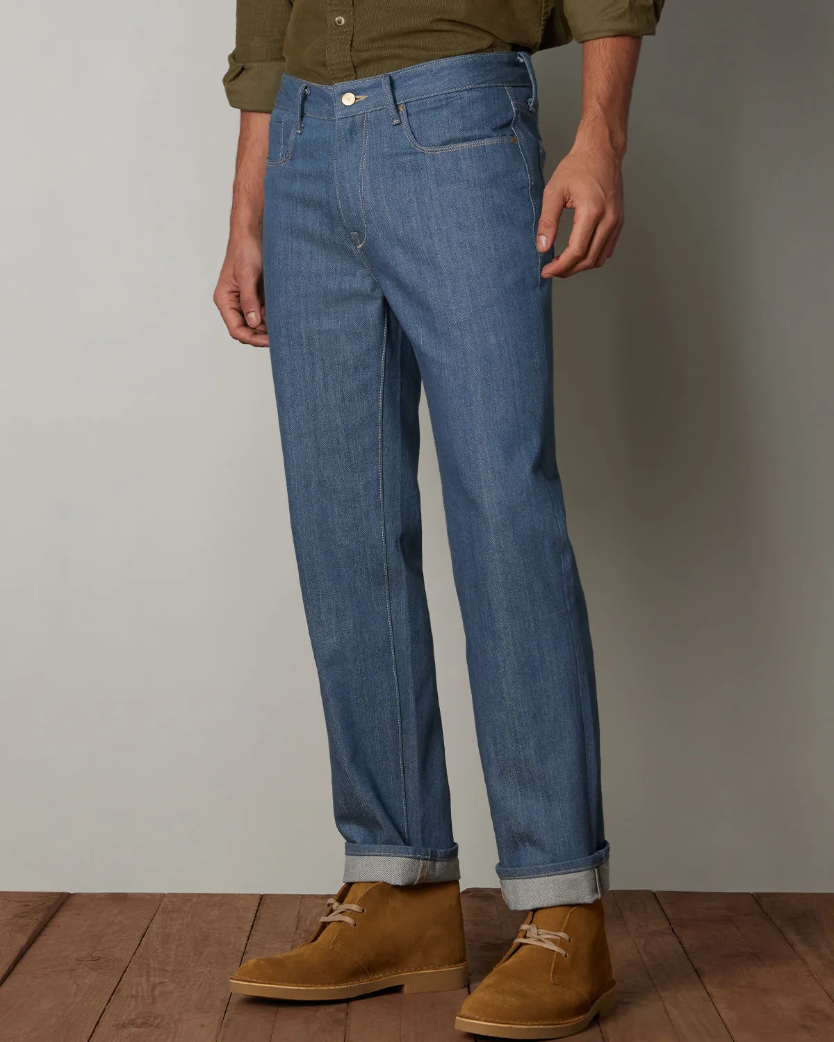 Japanese Premium Glacial Rigid Selvedge Denim Jeans for Men - Tailored Fit, Timeless Style
