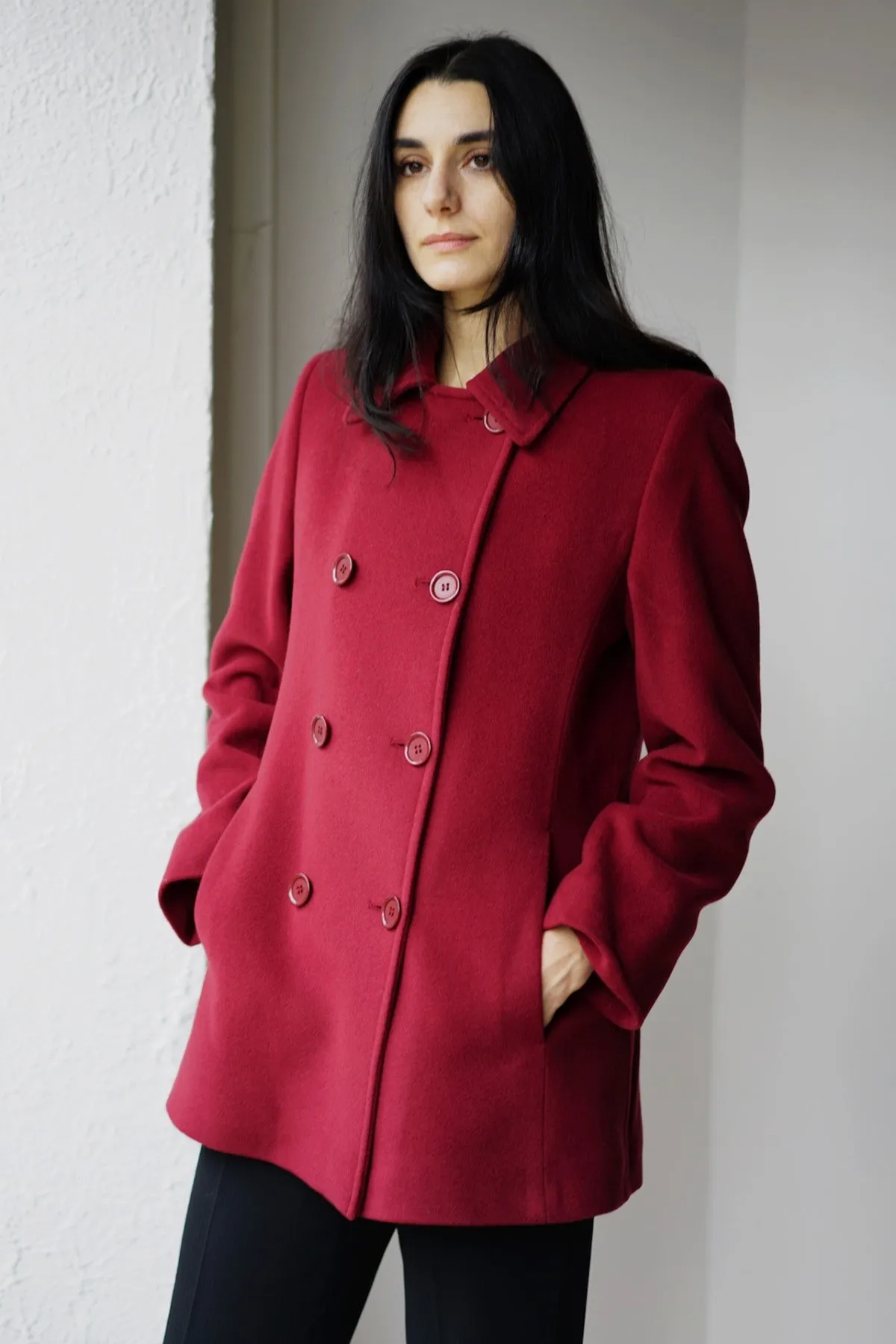 Cashmere Wool Molly Pea Coat 2141 with Cashmere Wool Blend Fabric