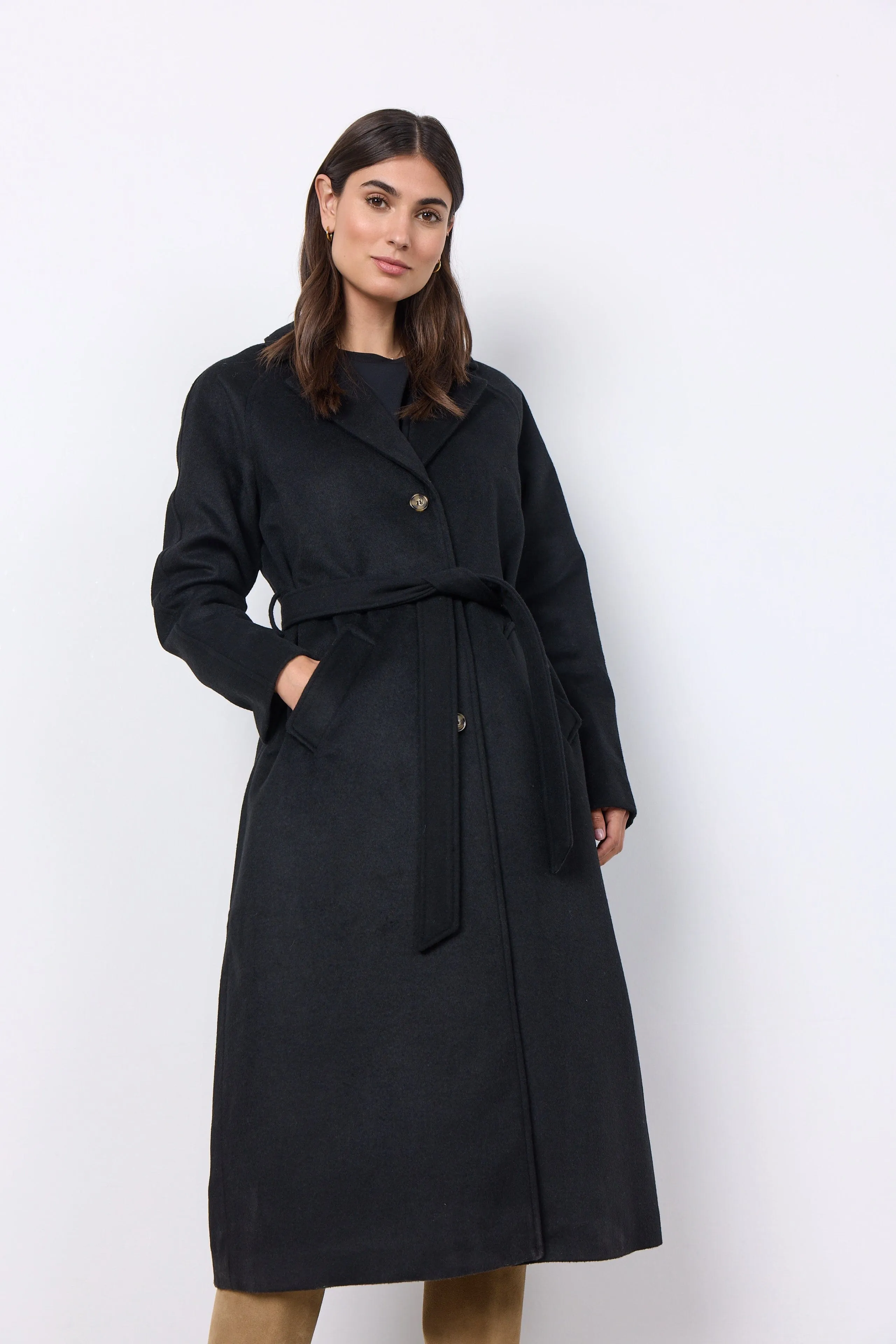 Stylish Black Belted Soya Concept Coat