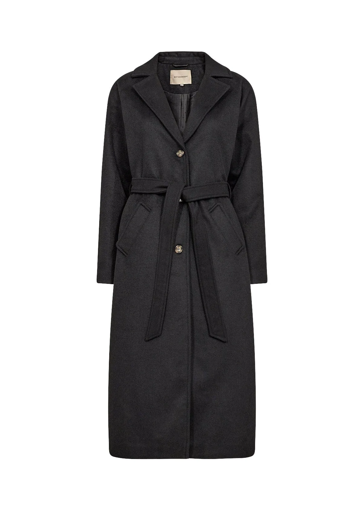Stylish Black Belted Soya Concept Coat