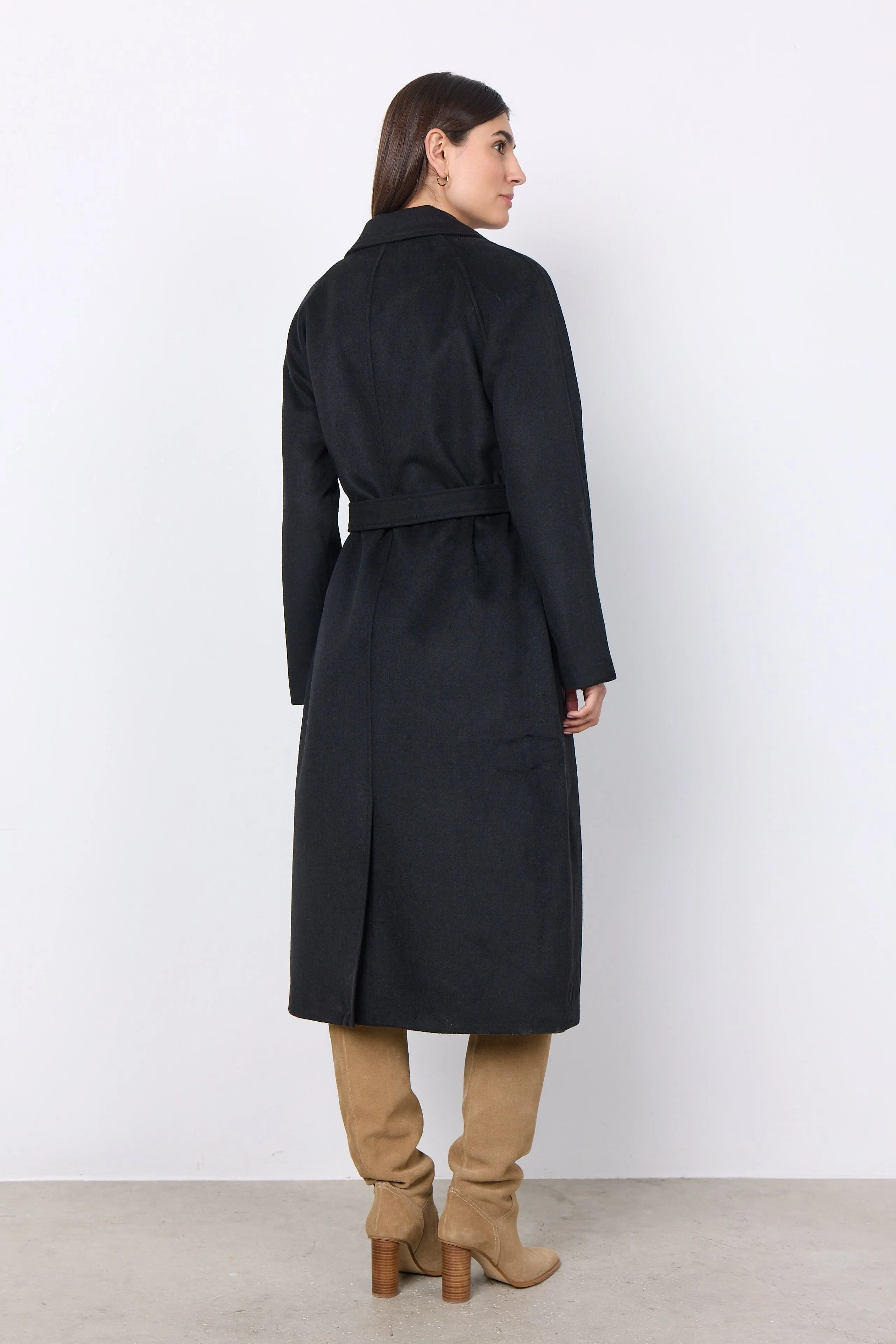 Stylish Black Belted Soya Concept Coat