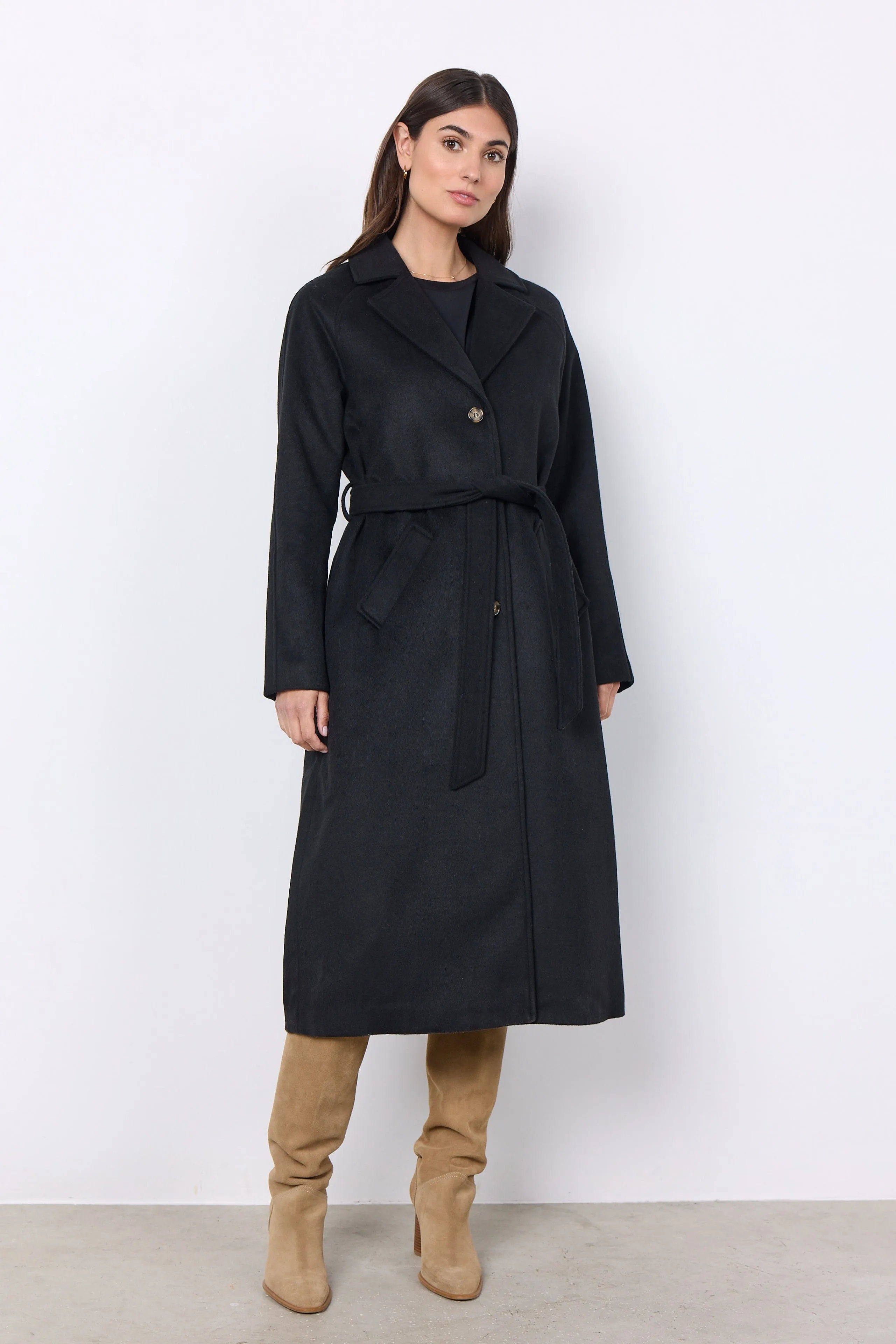 Stylish Black Belted Soya Concept Coat