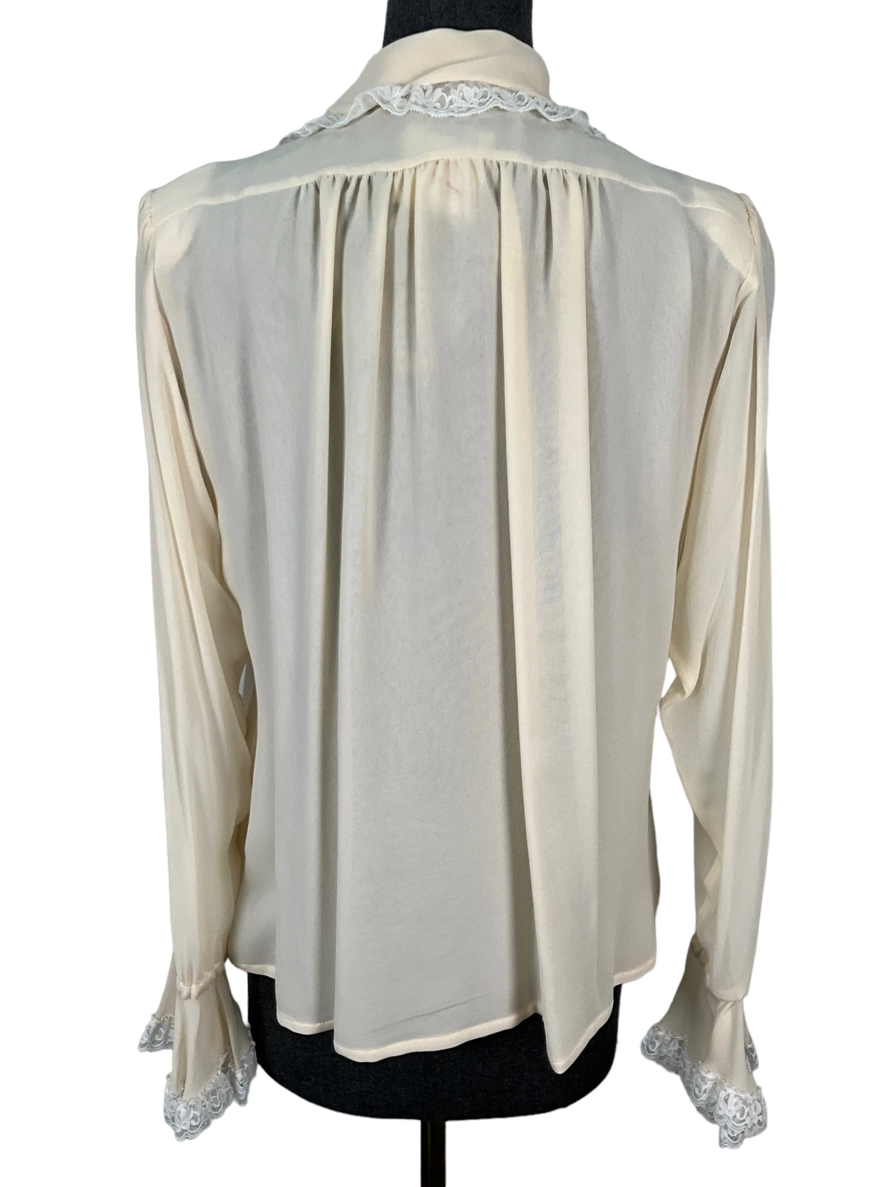 Vintage Yves Saint Laurent Ivory Chiffon Blouse Size M