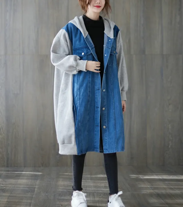 Women Casual  Coat Loose Hooded Plus Size Long Coat Jacket